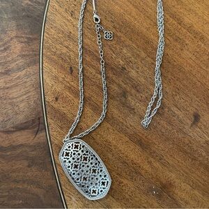 Kendra Scott Silver Pendant Necklace 15 inch with bag